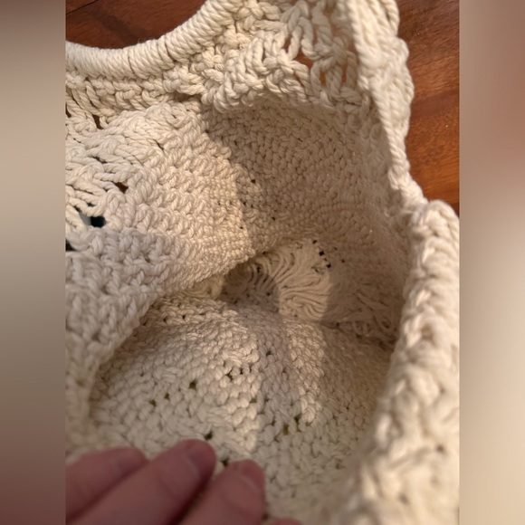 Wood and Crochet handbag purse round handle Oceanista purse new - Picture 6 of 8